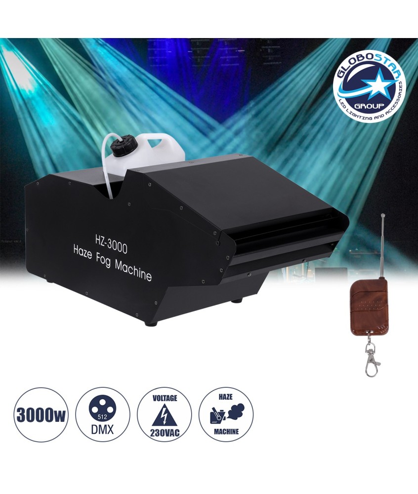 GLOBOSTAR® HAZER 51173 Stage Μηχανή Ομίχλης & Νέφωσης Καπνού 3000W AC 220-240V IP20 DMX512 Protocol & RF Ασύρματο Χειριστήριο - Μ66 x Π28.5 x Υ36cm - 1 Χρόνο Εγγύηση